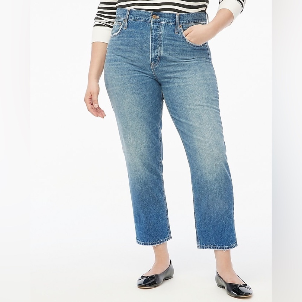 J. CREW Factory High Rise Straight Leg Ankle Jeans Button Fly Sz 31